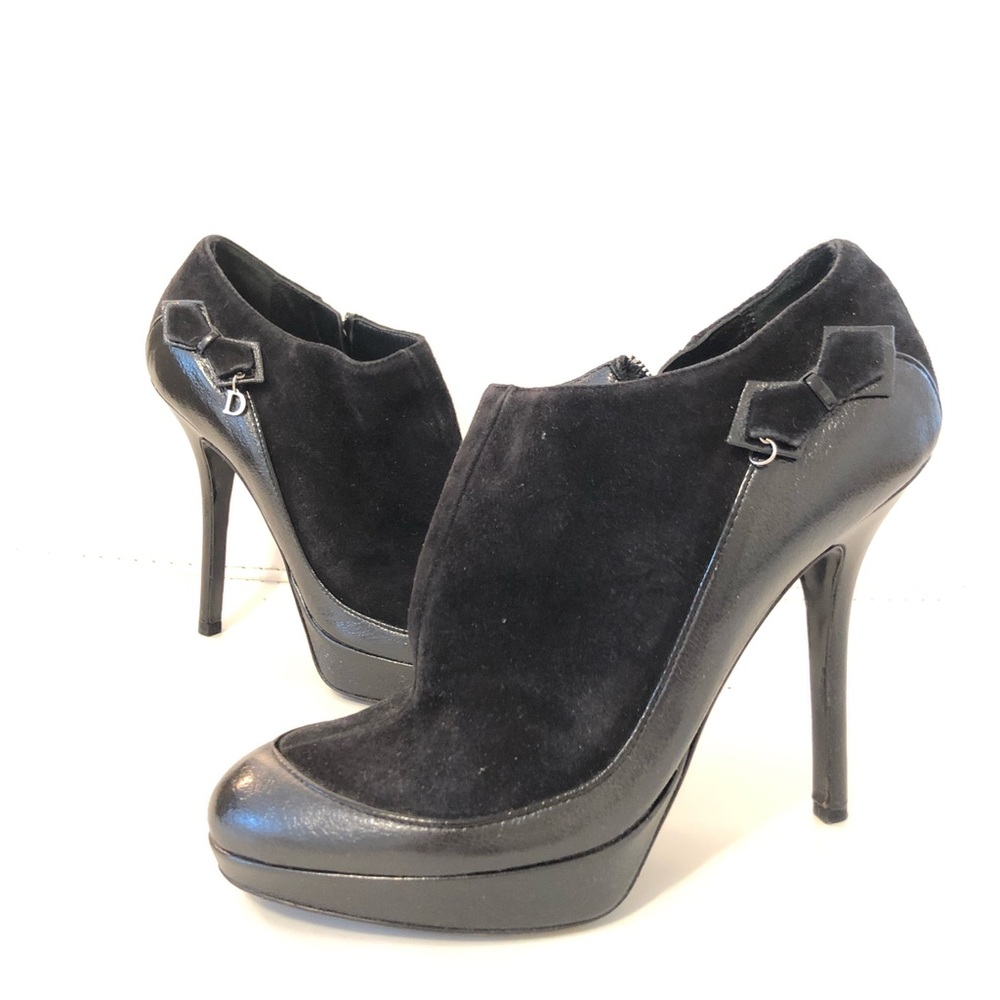 Christian dior black suede and leather ankle booties size 38